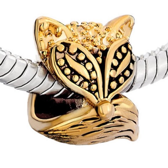 FREE S/H Pugster Sly Fox Gold Plated Bracelet Charm - Fits Pandora - Picture 2 of 2